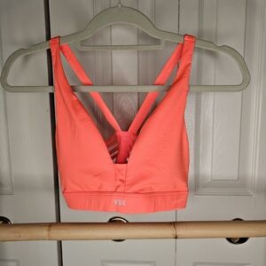 VS Sport Bra with Cage Detail in Neon Peach size Small